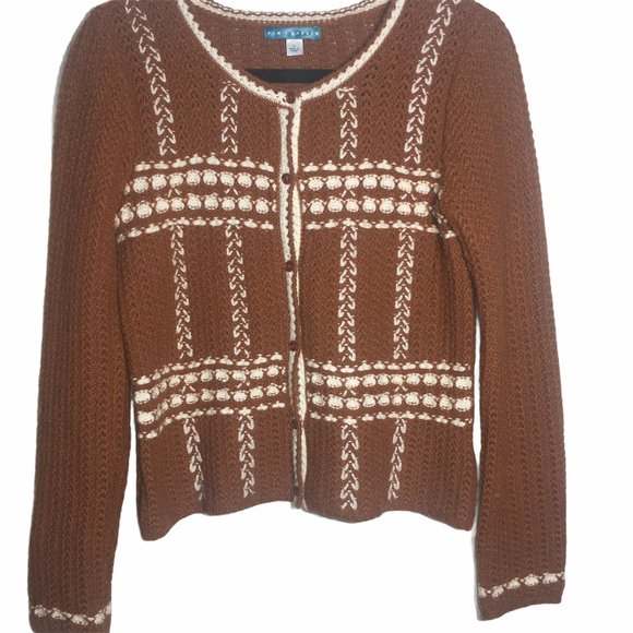 SALE 3/$15 Pim + Larkin Knitted Button Cardigan Wool Rabbit Sweater Sz Small - Picture 1 of 7